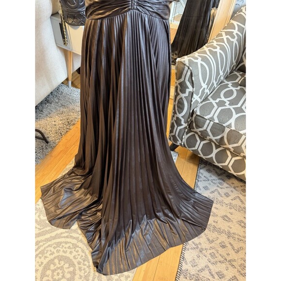 ALC Aries Satin Pleated Dress in Chocolate.Size 14. Retail- $795 - Picture 4 of 16